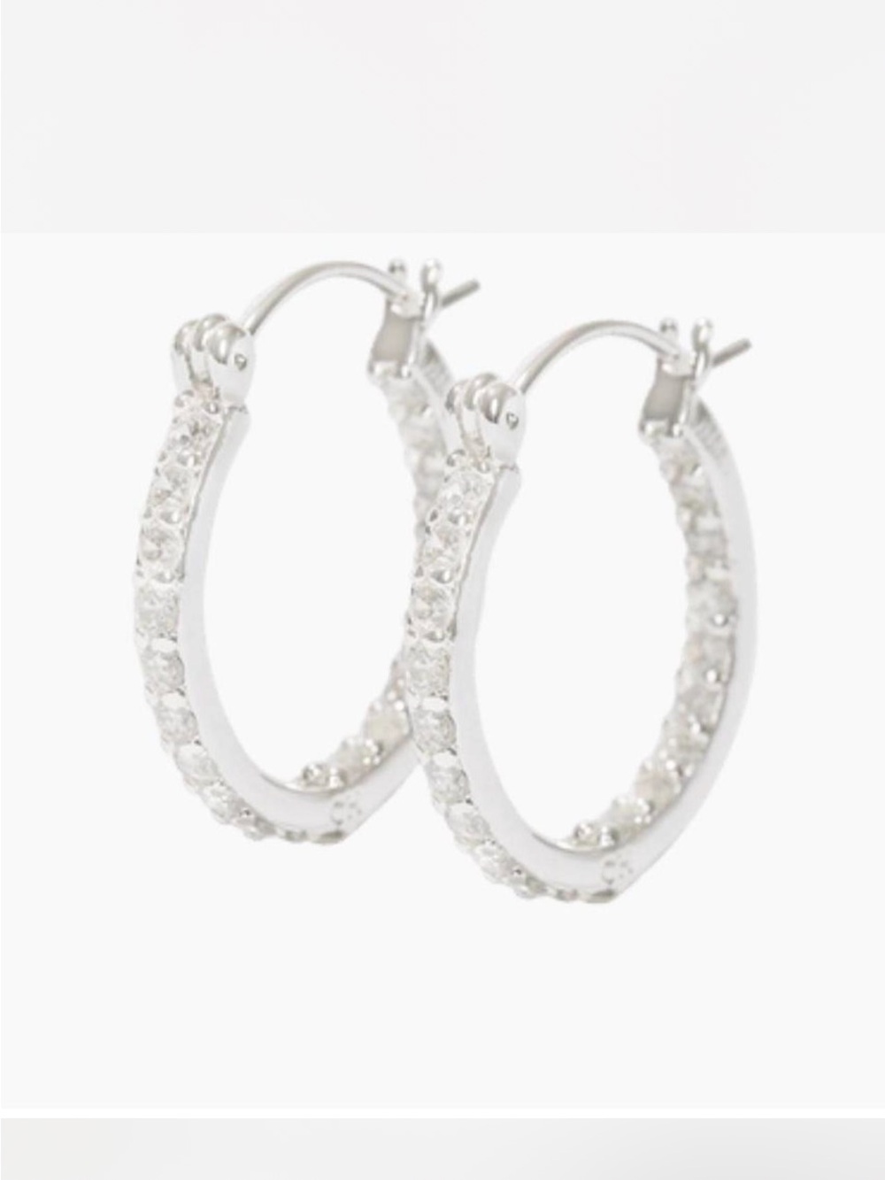 Sparkling Crystal Hoop Earrings in Silver Tone